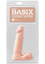 Basix Rubber Works Dong 6 inch Vanilla dildo in packaging showcasing its lifelike design.