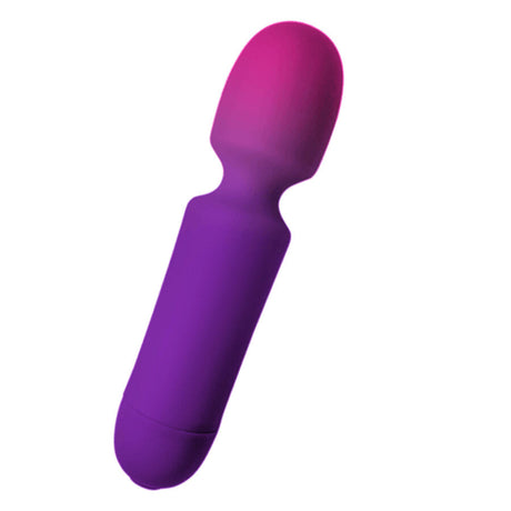 Rocks-Off Glo-Girl Mini Wand Massager Pink Purple vibrational toy with ergonomic design and soft silicone surface.