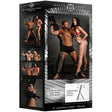 Master Series St Andrew's Cross Deluxe Black showcased in a striking display with couples engaging in playful activities.