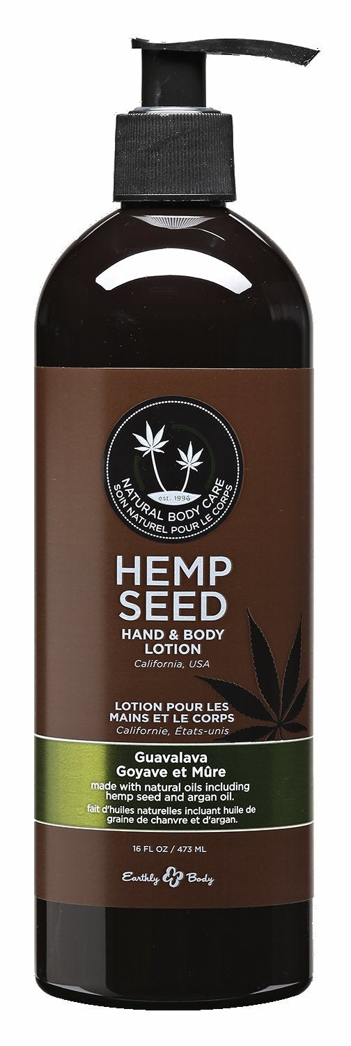 Hand & Body Lotion Velvet Guavalava 16 Oz bottle by Earthly Body, featuring natural ingredients for silky-smooth skin.