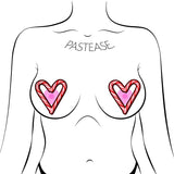 Pastease Peek-A-Boob Candy Cane Heart Pasties Red/White