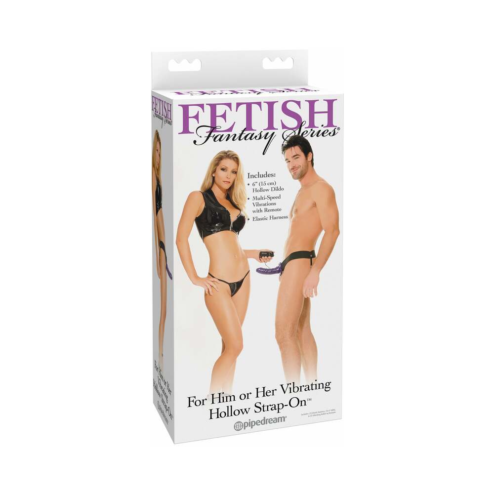 Fetish Fantasy Series For Him or Her Vibrating 6 inches Hollow Strap-On Purple/Black