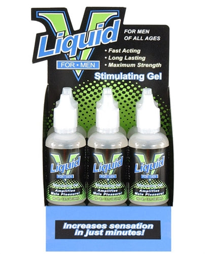Body Action Liquid V for Men Stimulant 6 Pack Display featuring stimulating gel bottles for enhanced pleasure.