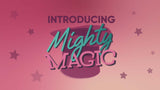 Introducing the Mighty Magic Clit G-Spot & Anal Vibrator in a colorful graphic design with stars.