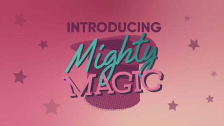 Introducing the Mighty Magic Clit G-Spot & Anal Vibrator in a colorful graphic design with stars.