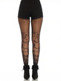 Leg Avenue Bat Wing Sheer Tights Black OS worn with shorts, showcasing bat patterns on sheer fabric, perfect for Halloween.