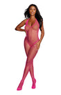 Diamond Net Bodystocking One Size Neon Pink - Image 2