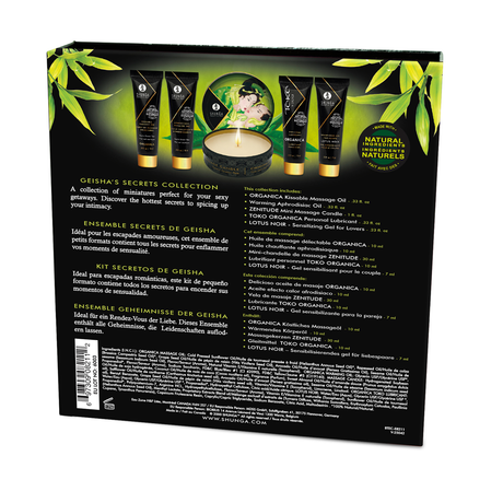 Shunga Geisha Secrets Gift Set Organica Exotic Green Tea collection of wellness and massage products for relaxation.