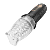 Cyclone Blowjob 360 Rotating Masturbator showcasing a clear TPE sleeve and ergonomic design for enhanced stimulation.