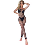 Black Pearl Fishnet Strapless Bodysuit Black showcasing a daring, barely-there fishnet design.