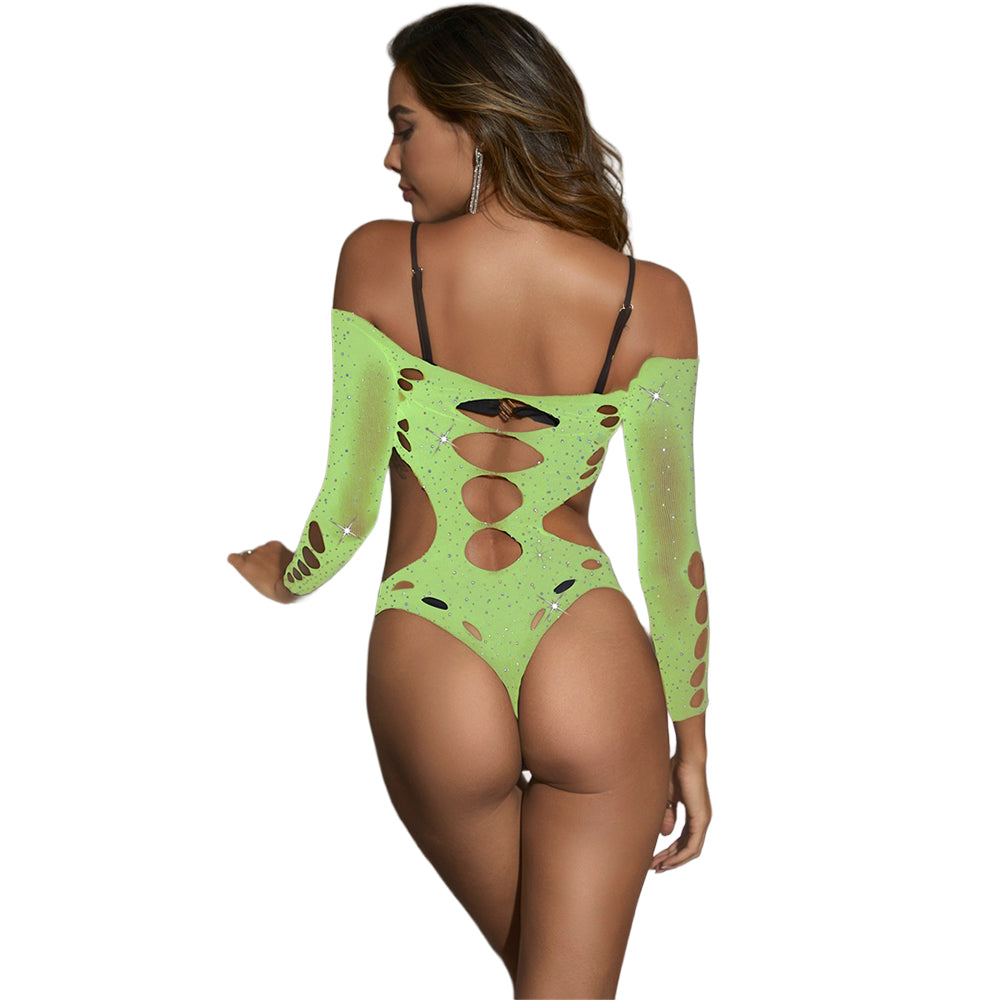 Black Pearl Bling Cut Out Teddy Lime showcasing bold cut-outs and bling accents in a vibrant lime design.