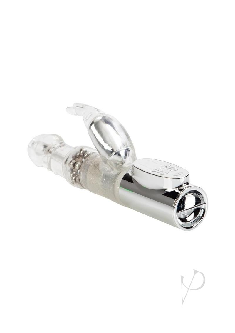 Jack Rabbit Platinum Collection Rabbit Vibrator Silver showcasing dual-action design and shiny silver finish.