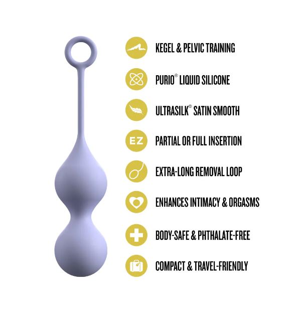 Delice Cheri Silicone Weighted Kegel Trainer Purple with features for pelvic training and body-safe material.