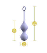 Delice Cheri Silicone Weighted Kegel Trainer Purple with dimensions 6 in insertable, 7.2 in height, and 1.5 in width.