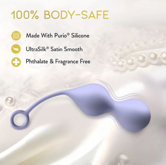 Delice Cheri Silicone Weighted Kegel Trainer Purple made with body-safe silicone and satin smooth finish.
