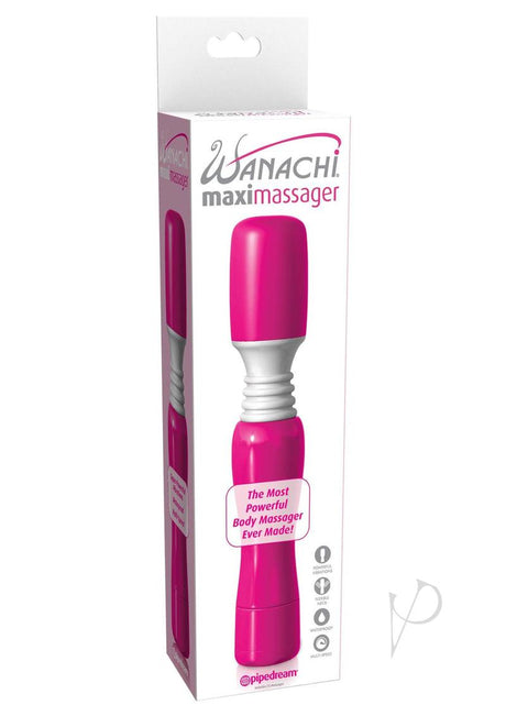 Maxi Wanachi Wand Massager Pink packaging showcasing powerful, soothing vibrations in a discreet design.