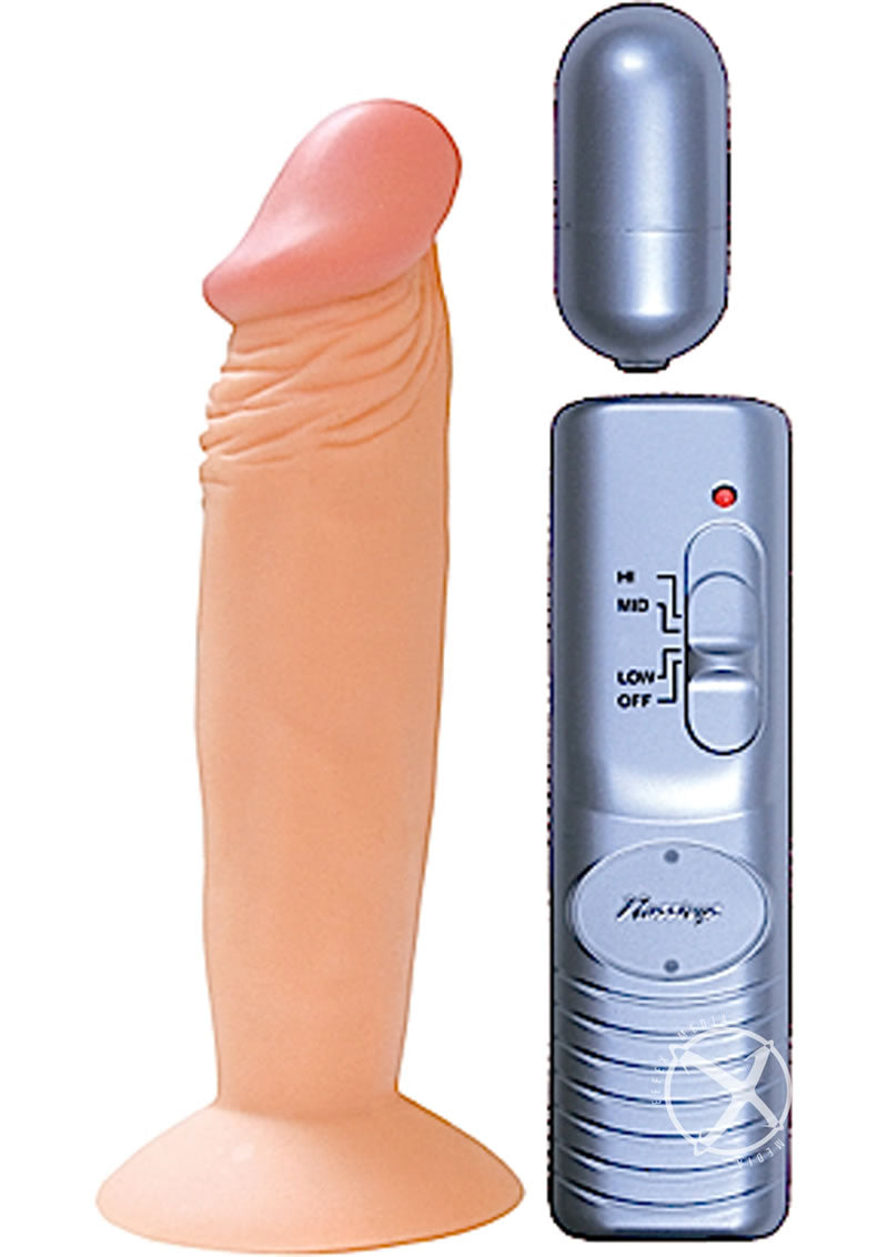 All American Whoppers 6 inch Vibrating Dildo Vanilla with remote control for personalized vibrations.