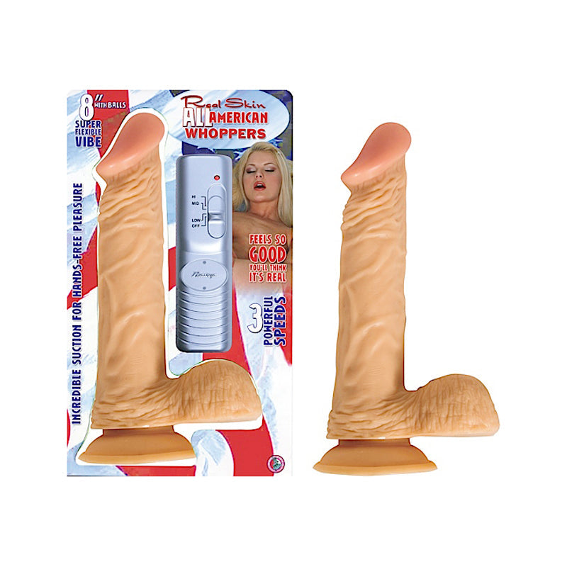 All American Whoppers 8 inch Vibrating Dong with Balls