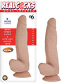 Real Cocks Dual Layered No 6 Curved 8 Inch Dildo Flesh, dual-layered design, lifelike feel, 8 inches curved.