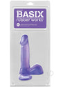 Basix Dong with Suction Cup 6 inches Purple package displaying the body-safe rubber dildo.