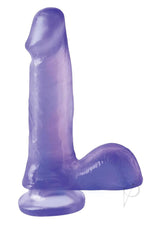Basix Dong with Suction Cup 6 inches Purple on a white background, showcasing its smooth design and suction base.