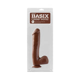 Basix Rubber Works 10 inches Dong With Balls & Suction Cup Brown