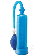 Pump Worx Silicone Power Pump Penis Enlargement Blue vacuum system for enhanced erections and confidence.