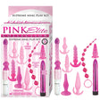 Pink Elite Collection Supreme Anal Play Kit Pink, featuring five unique butt plugs and a vibrating love baton.