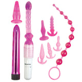Pink Elite Collection Supreme Anal Play Kit Pink featuring flexible butt plugs and exploration tools.