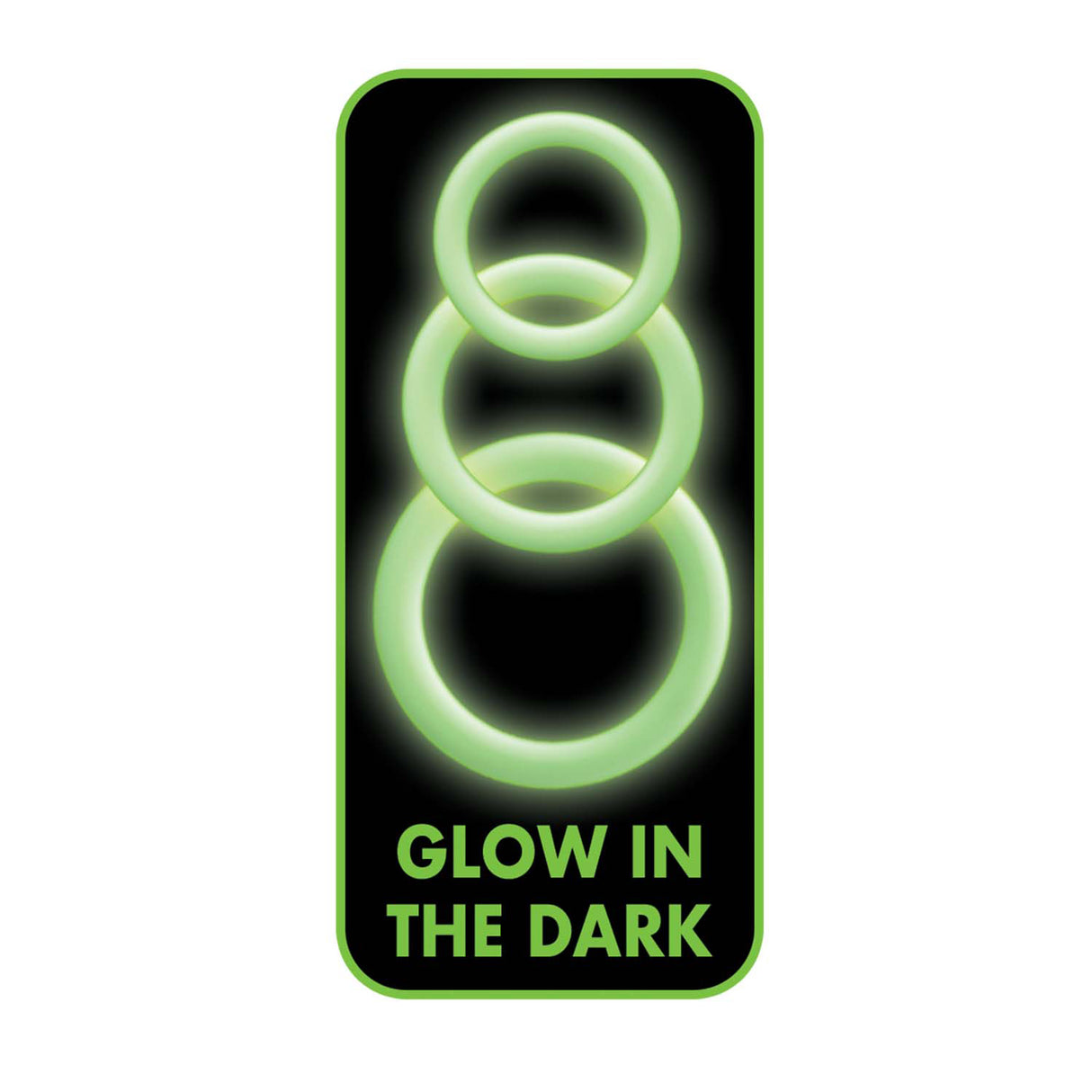 Enhancer Green Glow Silicone Cock Ring Set featuring three glow-in-the-dark rings for enhanced bedroom fun.
