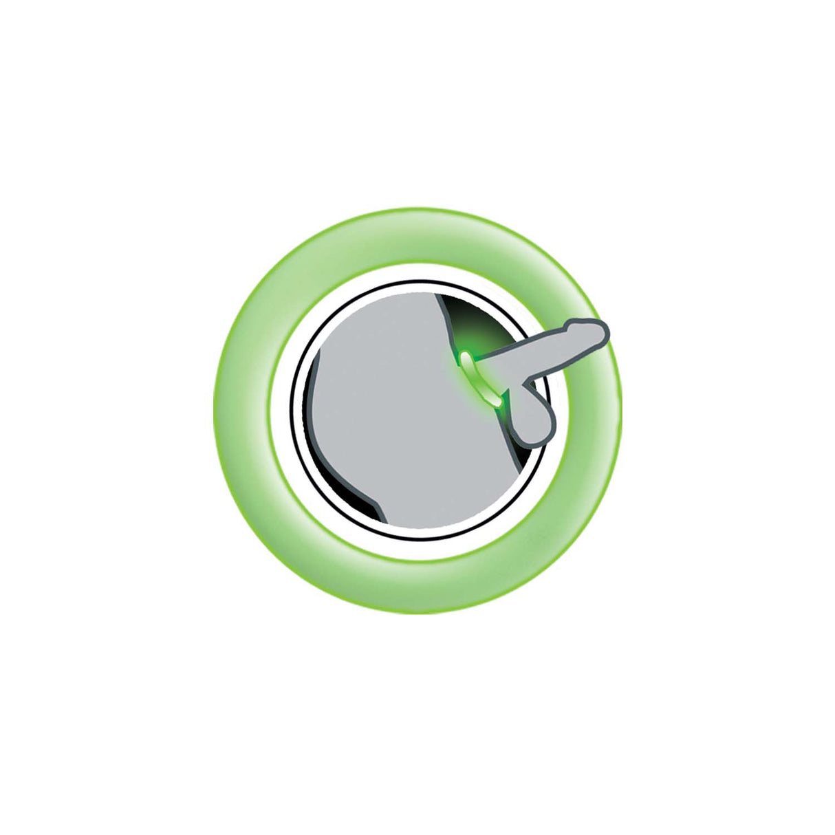 Enhancer Green Glow Silicone Cock Ring Set depicting a green glow silicone ring with an inner design for support.