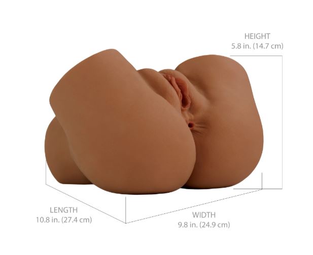 PDX Elite Back That Ass Up Automatic Mega Masturbator Brown dimensions with height 5.8 in, length 10.8 in, width 9.8 in.
