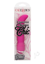 Classic Chic Mini G G-Spot Vibrator Pink in sleek packaging with vibrant design and 7-functions for G-spot stimulation.