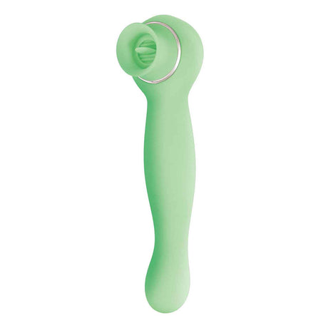 Nasstoys Blaze Lucious Licker Vibe Mint in mint green silicone with dual motors for targeted stimulation.