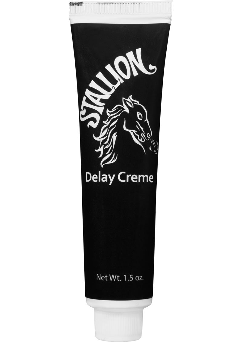 Stallion Delay Creme 1.5 Oz Desensitizing for Men tube for lasting intimate moments.
