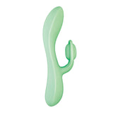 Blaze Romantic Silicone Rabbit Vibrator Aqua in aqua color with ergonomic design and external stimulator.