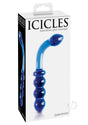 Icicles No 31 Double-Sided Glass G-Spot Probe Blue packaging featuring elegant hand-blown design.