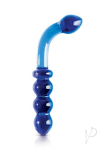 Icicles No 31 Double-Sided Glass G-Spot Probe Blue with curved and ribbed ends for versatile pleasure