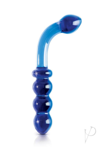 Icicles No 31 Double-Sided Glass G-Spot Probe Blue with curved and ribbed ends for versatile pleasure