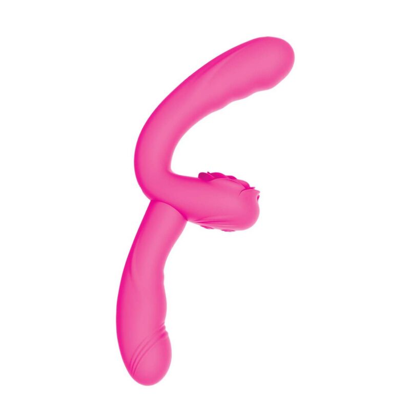 Desire Two Piece Dual Vibrator Pink showcasing its flexible design for versatile pleasure.