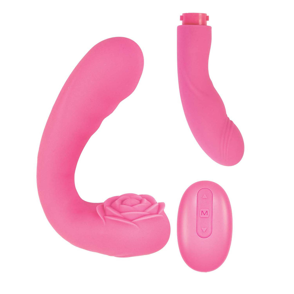 Desire Two Piece Dual Vibrator Pink, USB rechargeable, designed for flexible and customizable pleasure.