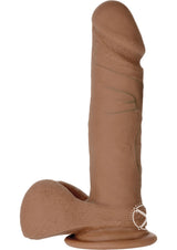 The Realistic Cock Ultraskyn Dildo 6 inch Caramel with detailed texture and suction cup base.
