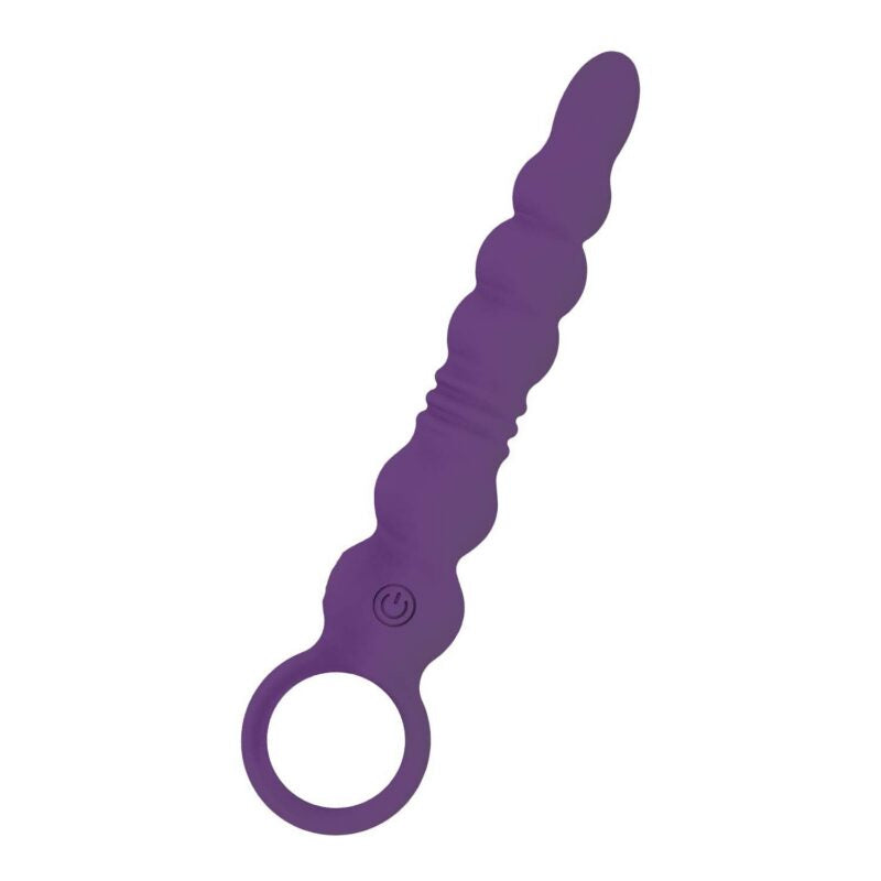 Nasstoys Buttfuc Vibrating Thrusting Anal Wand in purple color, featuring a textured design and easy-to-use control button.