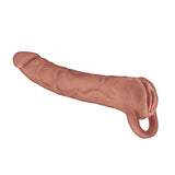 The Great Extender & Masturbator 2n1 Brown 7 inches realistic cock design for pleasure.
