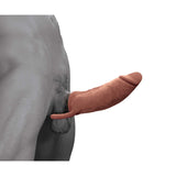 The Great Extender & Masturbator 2in1 Brown 9 inches displayed on a model for realistic visual impact.