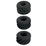 Super Stretchy Stroker Rings Black - set of three textured silicone rings for versatile pleasure.