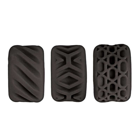 Super Stretchy Stroker Rings Black set of three textured silicone rings for pleasure collection.