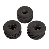 Super Stretchy Stroker Rings Black set of three textured silicone rings for stimulation and texture.