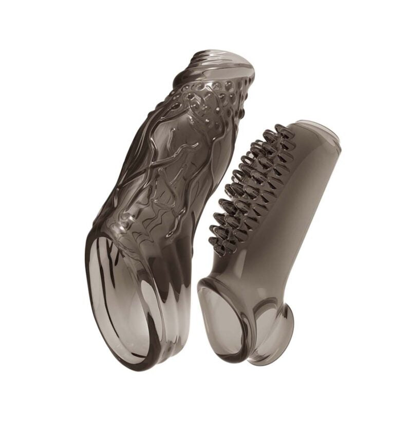Nasstoys Enhancer Dual Sleeve Kit Smoke showcasing two penis sleeves for enhanced pleasure and stimulation.
