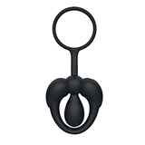 Silicone Tingle Cock & Scrotum Ring Black featuring a flexible design and vibrating functions for enhanced pleasure.